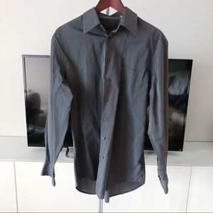 Strellson Men’s Cotton Dark Grey Long-Sleeve Button Down Dress Shirt